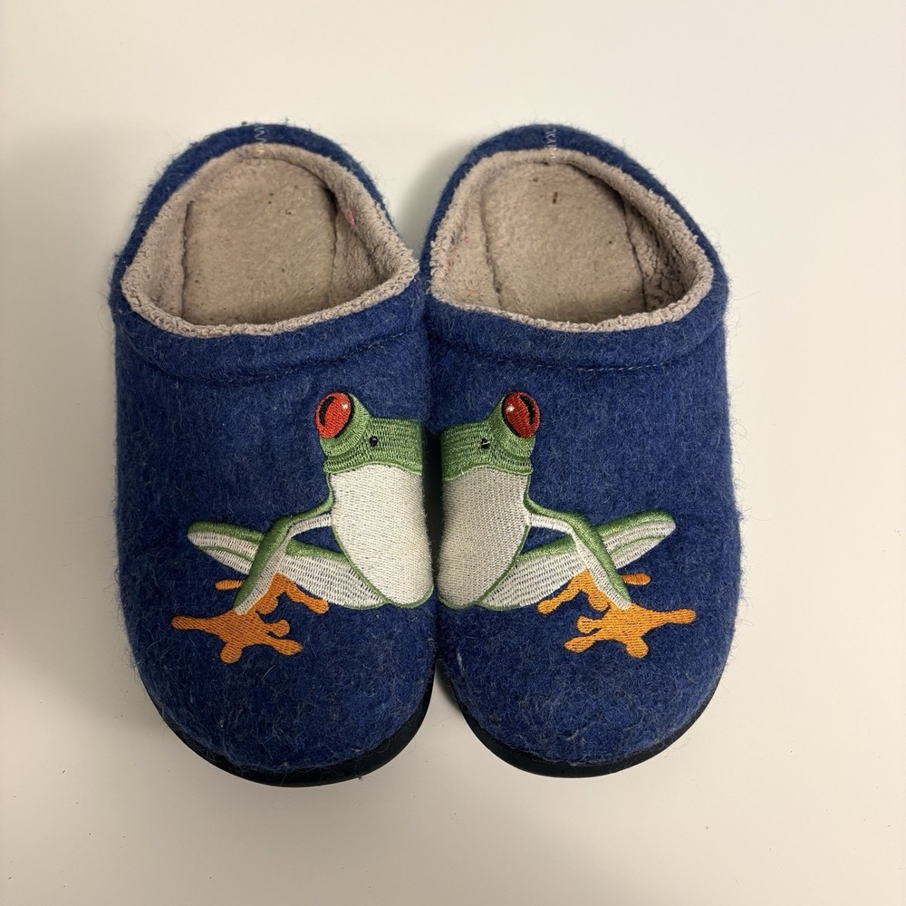 L.L.Bean Daybreak Motif Scuff Slippers Navy Tree Frog Womens Size 8